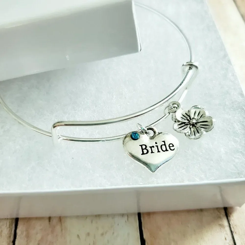 Bride Charm Bracelet, Wedding Party Jewelry